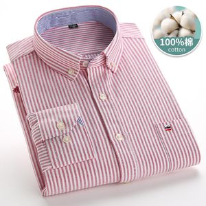 Camisetas para hombres 6XL 7XL Camisa a cuadros de primavera y otoño de alta calidad Manga larga 100 Algodón Raya Sólido Oxford Textil Casual Negocios 230703