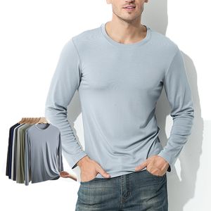 T-shirts pour hommes 94% Modal 6% Spandex T-shirt à manches longues pour hommes Solid Color Basic Undershirt Homme Printemps Et Automne Marque Tops Confortables Tees 230327