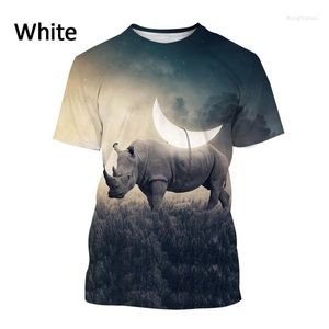 T-shirts pour hommes rhinocéros africain chemise à manches courtes grand Animal imprimé T-shirt Harajuku hip-hop mode décontracté haut Streetwear