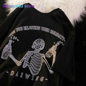 Camisetas de hombre American retro street hiphop soda skull man camiseta de manga corta masculina ins suelta media manga body shirt marea streetwear 022223H