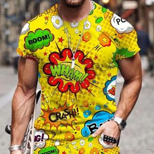 Camisetas para hombre, Camiseta con estampado de explosión de bomba de dibujos animados en 3d de Anime, camisetas de verano para hombres y mujeres con cuello redondo, camisetas Harajuku Wind Beach Party Camping para usar. 7sld9