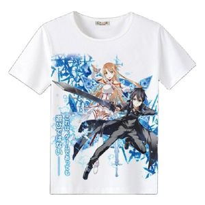T-shirts pour hommes Anime Sword Art Online Kirigaya Kazuto Kirito Asuna T-shirt décontracté en coton à manches courtes T-shirt TopMen