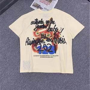 T-shirts pour hommes Abricot RRR123 T-shirt de haute qualité col rond mousse imprimé lettres motif hommes femmes surdimensionné manches courtes