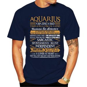 Camisetas para hombres Acuario increíble en la cama Su amor es una camiseta con detector de mentiras humana única en su tipo