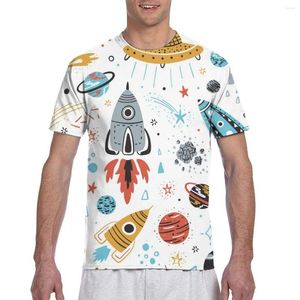 T-shirts pour hommes arrivent dessin animé fusées planètes étoiles comètes et ovnis T-shirt hommes T-shirt Harajuku Style chemise hauts d'été