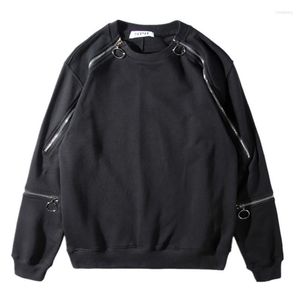 T-shirts pour hommes Black Metal Double Zipper Sweat Jacket Mens Personality Multi-Zip Thin Pull Hoodies Coat Top