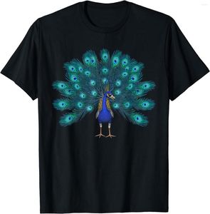 Camisetas para hombres Estampado de pavo real azul Hombres Mujeres Camiseta de algodón de manga corta Ropa de plumas verde azulado