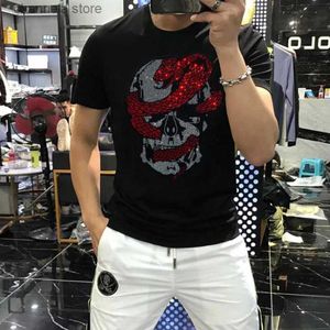 T-shirts hommes Borunke Summer Man Hot Drill T-shirt Casual Cool Hip Hop Streetwear Tops Tees Mâle Drop Shipping Taille S-5XL 046 T240202