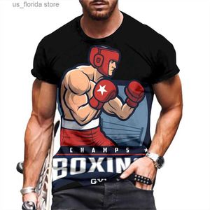 Camisetas para hombres Boxer Shirt Camiseta para hombre Boxeo Imprimir Ts Casual Short Slve Sudadera Verano Ropa de gran tamaño 2023 Cuello suelto Strtwear Y240314
