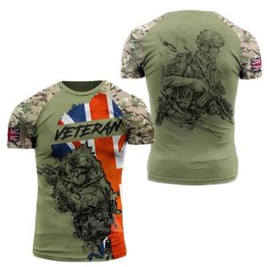Camisetas para hombres Camiseta de camuflaje del ejército británico Hombres y mujeres Fuerzas especiales de alta calidad Impresión 3D Verano de gran tamaño corto S211r