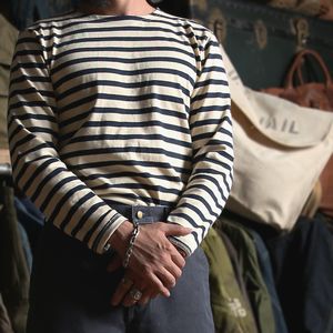 Camisetas de hombre Bronson Breton Stripe Camisas de manga larga Vintage Men French Sailor Naval T-Shirt 230525