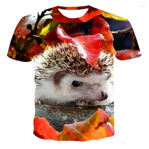 Camisetas de hombre Casual Cool Tops hombres y mujeres tendencia de verano moda 3D estampado erizo patrón cómodo camiseta de secado rápido