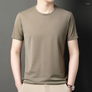 T-shirts pour hommes T-shirts de marque CASUMANL pour hommes Smart Casual Solid Jacquard Weave Thin O-Neck T-Shirts Male Short Sleeve Regular Fit Tee Tops