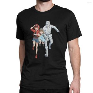 Camisetas para hombre, camisetas de Anime de células en el trabajo, camiseta de Manga Hataraku Saibou para hombre, camiseta de plaquetas de glóbulos rojos blancos, camiseta de cuello redondo