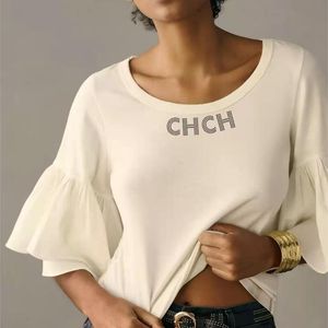 Camisetas para hombres CHCH 2023 Camiseta para mujer Media manga Borde con volantes Diseño de moda sólida Camiseta femenina Top Casual Fold Ropa cómoda suave 230703