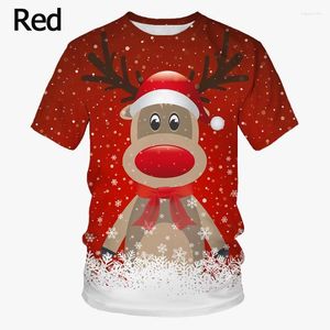 T-shirts pour hommes Vêtements de Noël 2023 Mode hommes/femmes Elk imprimé manches courtes col rond décontracté haut de grande taille T-shirt ample