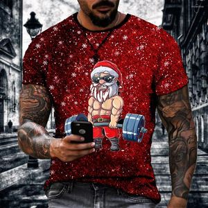T-shirts pour hommes T-shirt de Noël Santa Muscle Old Man Imprimer Mode Petit Haut À Manches Courtes Cadeau O Col Oversize Robe Pour Hommes