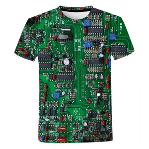 T-shirts pour hommes Circuit imprimé 3D imprimé chemise hommes femmes été décontracté puce électronique à manches courtes Harajuku Streetwear T-shirt surdimensionné