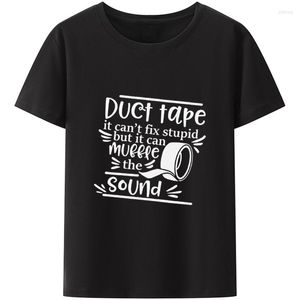 Camisetas para hombre, camiseta con estampado clásico, divertida cinta adhesiva que no puede arreglar estúpido, pero puede amortiguar el sonido, camiseta creativa de moda, Camisetas casuales