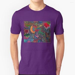 Camisetas para hombre, Collage de lápiz de colores, camiseta de verano con diseño encantador, camisetas de Hip Hop, Color brillante, rosa, pájaro Horizontal