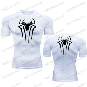 T-shirts pour hommes Chemise de compression T-shirt d'été pour hommes blanc à manches courtes respirant séchage rapide haut de fitness sport chemise de compression à manches longues T240117