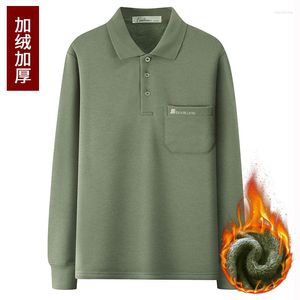 Camisetas para hombres Ropa de franela de algodón Camisa de manga larga de gran tamaño Ropa interior de abuelo con parte inferior cálida de mediana edad