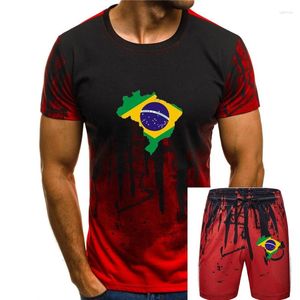 T-Shirts en coton pour hommes, classique, Hip Hop, Streetwear, vêtements, drapeau de la carte du brésil, unisexe, 2023