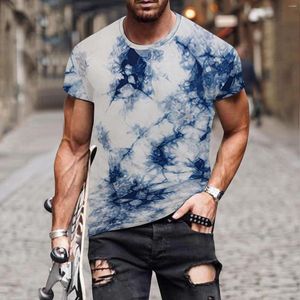 T-shirts pour hommes Coton Spandex Mens Summer Fashion Casual 3D Digital Print Shirt Short Sleeve Top