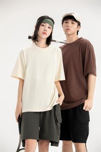 T-shirts pour hommes Coton Streetwear Blank Drop Épaule 9oz T-shirt lourd Couleur unie Oversize Basic Haute Qualité Top Tee Loose TShirt