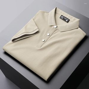 T-shirts pour hommes T-shirt en coton Tenue décontractée Manches courtes Couleur unie Mode Bouton en métal Été