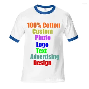 T-shirts pour hommes Logo personnalisé T-shirt Po Texte Impression Coton Patchwork Classe Entreprise Uniforme d'équipe