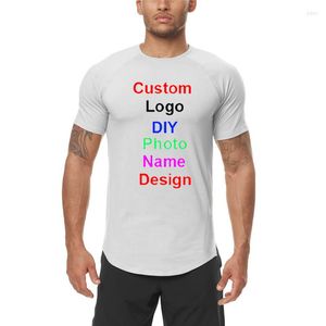 T-shirts pour hommes Image personnalisée Coupe ajustée pour hommes Solide à manches courtes Élasticité Vêtements de fitness serrés Logo de personnalité spécifique