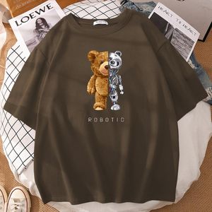 T-shirts pour hommes mignon ours en peluche jouet robot imprimé t-shirts pour hommes Street Fashion vêtements Hip Sweet Cool Tops été hommes T-ShirtsMen's M