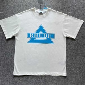 T-shirts pour hommes Designer Fashion Tees Rhude Blue Triangle Slogan Letter Printing Street Short Sleeve Tee Hommes Femmes Tops Streetwear Hip hop Sportswear