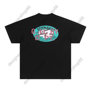 Camisetas de hombre Diseñador Gellary Dapt Heartbroken Girl Tears Tee Estampado dorado Estampado de cuello redondo rosa Camiseta de manga corta