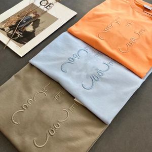 Broderie Designer Luxe Hommes T-shirts 100% Coton Peignage Bonne Quanlity Motif Relief Manches Courtes Crewneck Top Pour Couples Tees