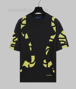 Diseñador de camisetas para hombre Versátil cuello redondo deportivo jacquard neón amarillo bordado ondulado manga corta camiseta tendencia G5BQ
