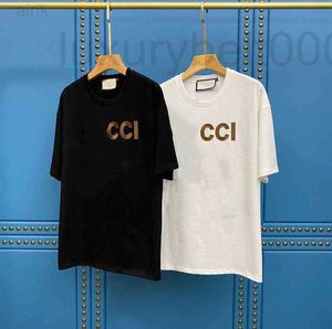 T-shirts pour hommes Designer en gros personnalisé 70% de réduction au début du printemps nouveau t-shirt hommes femmes style pâte tissu broderie lettre de dessin animé col rond décontracté court lgyx