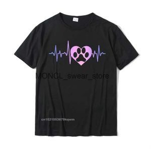 T-shirts pour hommes Priw imprimement cœur batat ekg femmes maman chiot amant cadeau t-shirt masculin funky tops t-shirt coton t shirt décontracté h240408