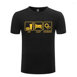 T-shirts pour hommes manger sommeil ingénieur drôle cadeau créatif T-Shirt hommes 2023 à manches courtes col rond coton haut décontracté T-Shirt