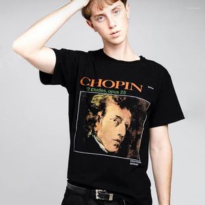 T-shirts pour hommes ERD Melancholy Rich Second Generation Chopin Print YK2 Tops Fashion Punk Wind Cotton Loose T-shirt Imprimé Street Tide Tees