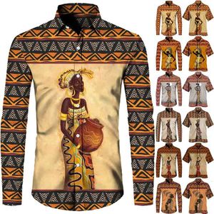 Camisetas para hombres Estilo étnico Chica africana Impresión 3D Camisas con botones de manga corta y larga para hombres Mujeres Dashiki Folk Custom Vintage Tops Pareja Ropa 230620