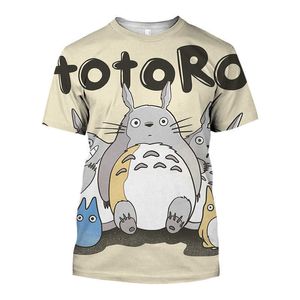 T-shirts pour hommes Mode Dessin animé Anime T-shirts Impression 3D Totoro Modèle Hommes et femmes T-shirts à manches courtes Casual Oneck Lâche Enfants Tops Z0424