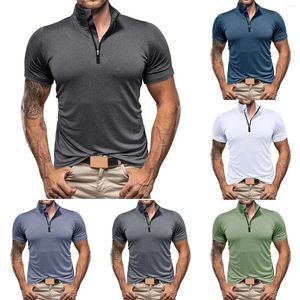 Camisetas para hombre Moda Ocio Negocio Cremallera Sólida a granel para hombres Camisa Pack Alto