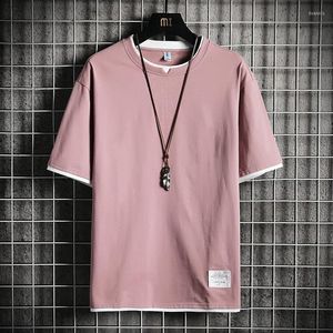 Camisetas de moda para hombre, camiseta de verano holgada de gran tamaño sólida de manga corta para hombre, chaqueta para chicos guapos, Top de cuello redondo