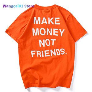 Camisetas de hombre Moda Hombre Camisetas Verano Tops Camisetas Hip Hop tter Impresión Camiseta de hombre Ma Cotton Short Seve Make Money Not Friends HH160 0228H23