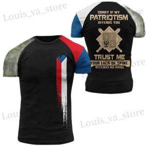 Camisetas masculinas moda nueva camiseta 3D del ejército checo caliente para hombres veterano soldado veterano ropa de gran tamaño o cuello t informal topas cortas de lve t240419