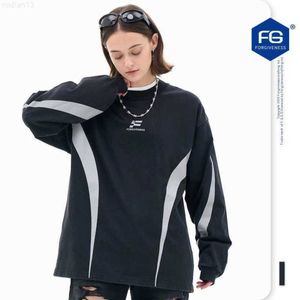 T-shirts pour hommes Fgss Wear | T-shirt à manches longues et col rond pour hommes et femmes, nouvelle marque de mode, Design d'épissure américain, ample, automne/hiver 2023, y38