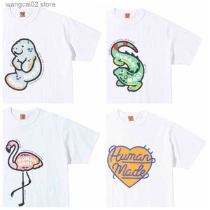 Camisetas de hombre Frog drift Streetwear Harajuku HUMAN Graphic Cartoon Flamingo Chameleon Cotton Slub cotton tee tops camiseta para hombres T230621