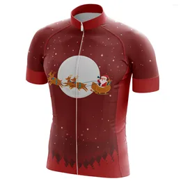 T-shirts pour hommes Fun Winter Cycling Jersey Homme Noël Vélo Sport Vêtements Elk et Santa Claus Ciclismo Chemise Résistant à l'usure